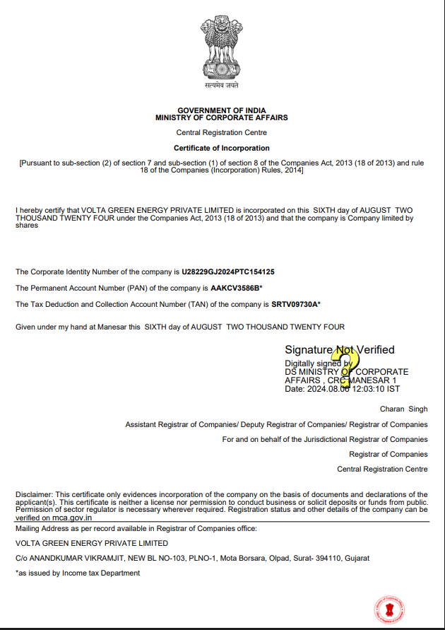Certificate of Incorporation 20